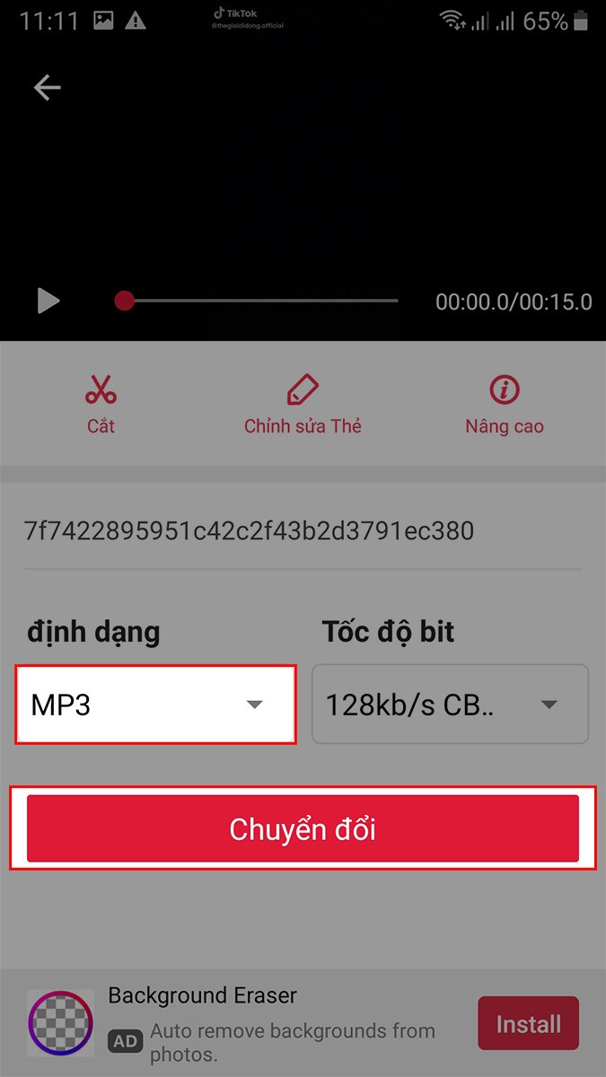 Chọn MP3 ở mục Định Dạng