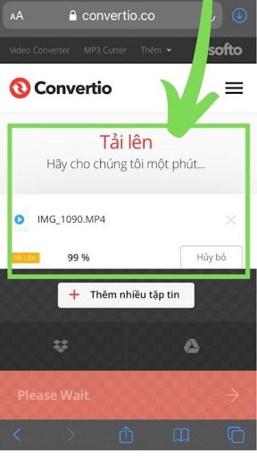 Chờ đợi hệ thống chuyển định dạng file