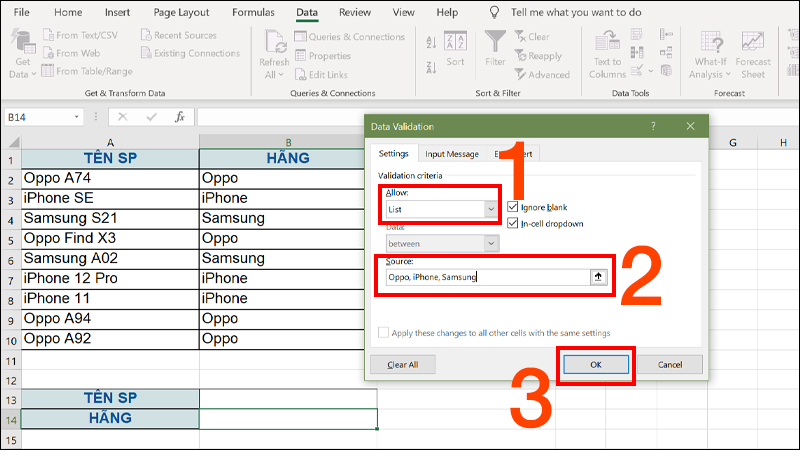 Vào Tab Settings