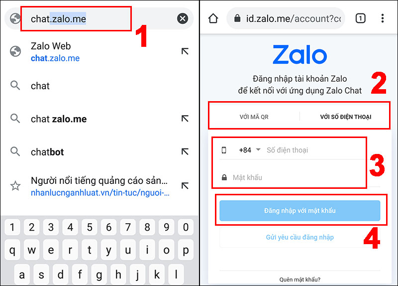 Đăng nhập Zalo bản Web