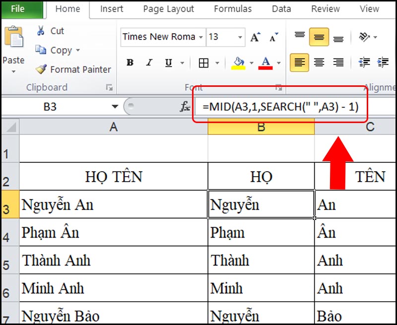 Hàm Mid trong Excel