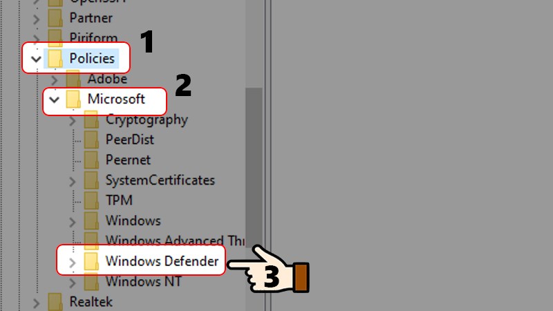 Chọn Windows Defender