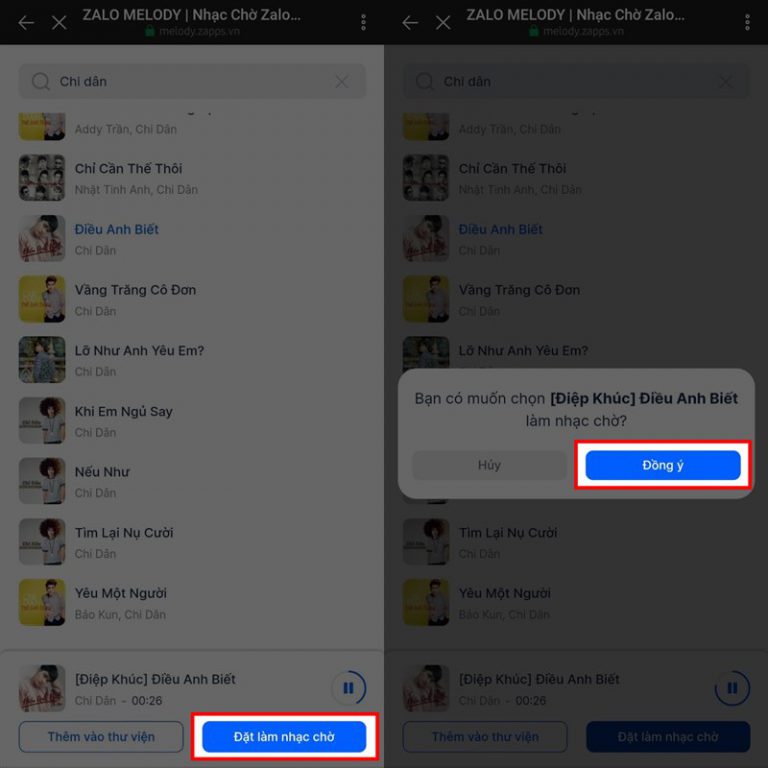 Chọn bài hát yêu thích