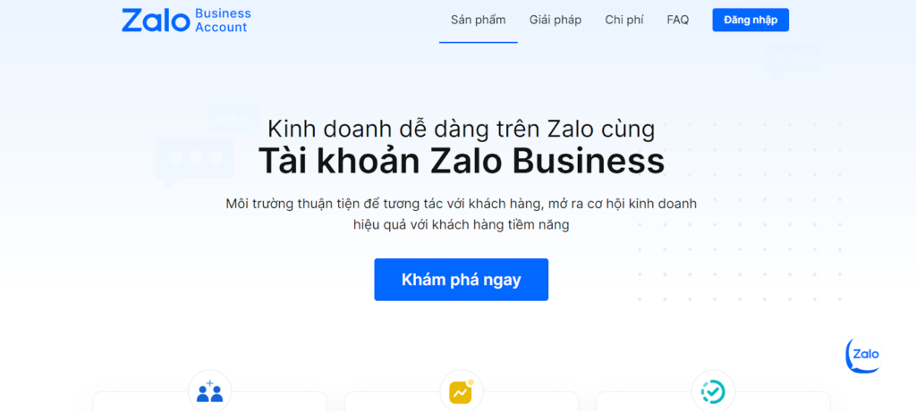 Vào trang Business Zalo để đăng kí tài khoản
