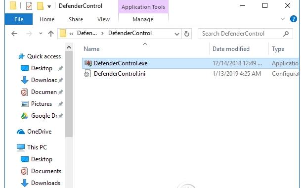 Click vào file Defender Control.exe