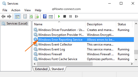 Click chuột phải vào Windows Error Reporting Service