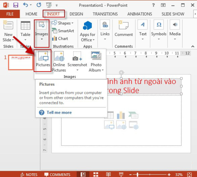 Các bước chèn hình ảnh vào Powerpoint