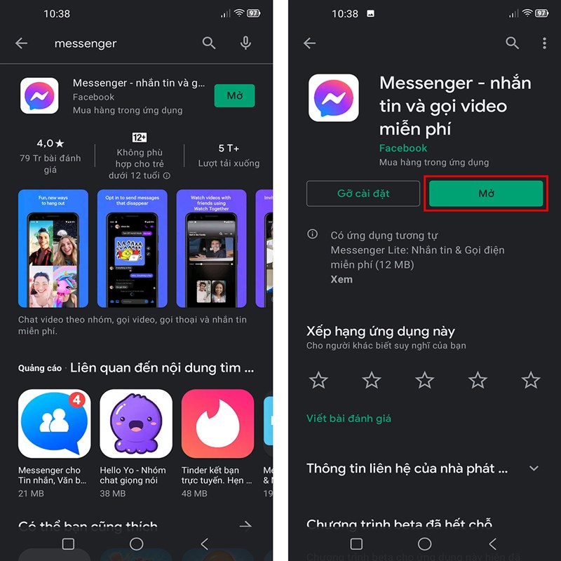 Tải ứng dụng Messenger về máy