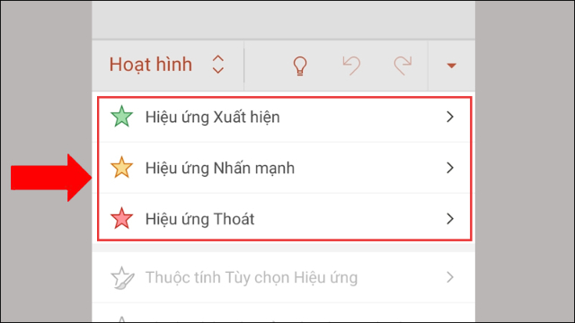 Tùy chọn hiệu ứng