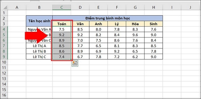 Bôi đen phạm vi muốn lọc dữ liệu trùng lặp