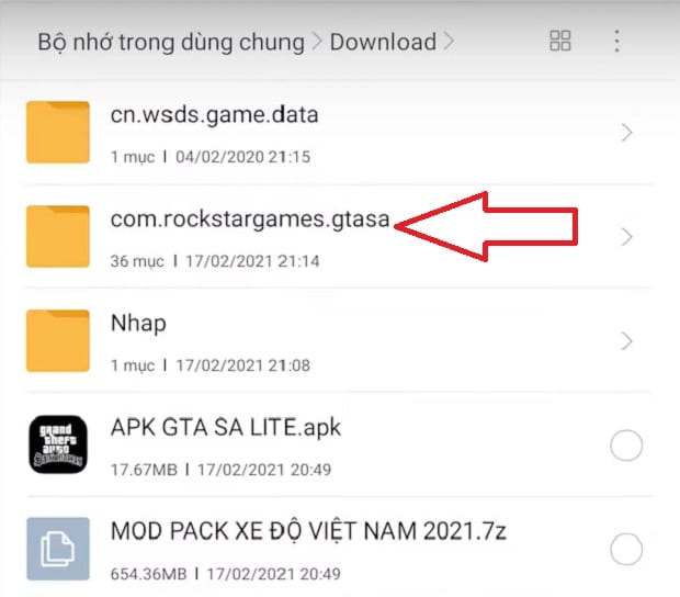 Di chuyển file .gtasa