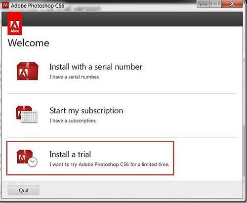 Có thể chọn Install a trial để dùng thử phần mềm