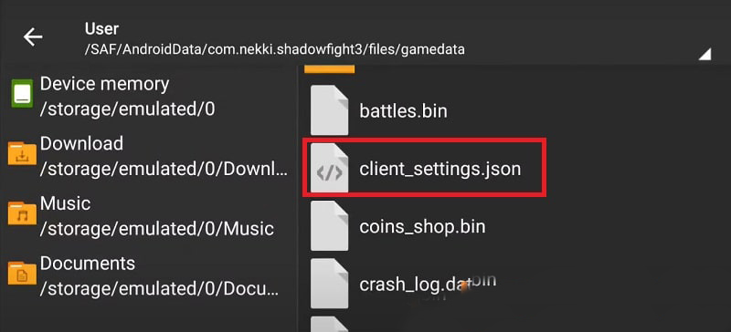 Cho file có tên “client_settings.json” để xoá