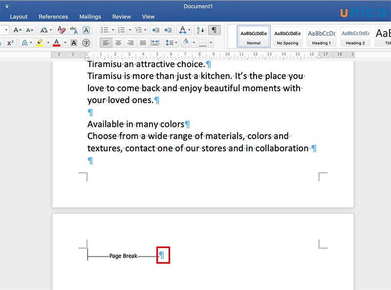 Paragraph sẽ tự động đánh dấu trang trắng