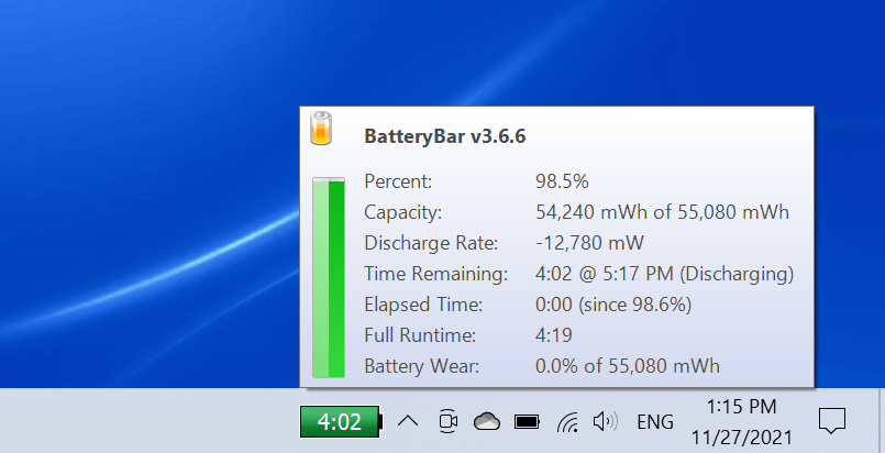 Phần mềm BatteryBar