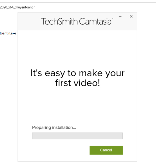 Đợi 1 chút để cài đặt phần mềm Camtasia Studio 2020
