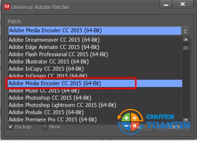 Chọn Adobe Media Encoder CC 2015 (64-Bit) 